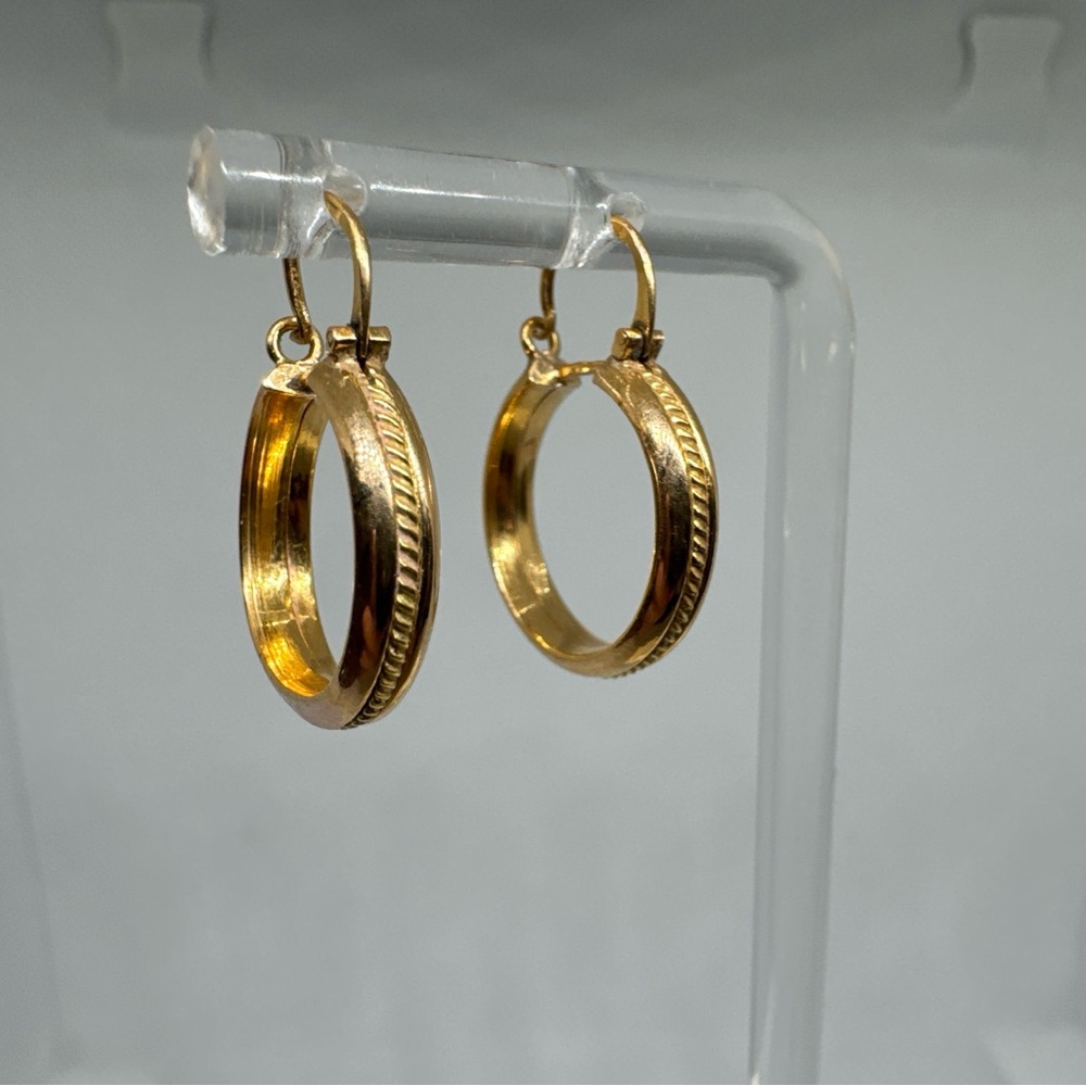 19k 800 Portuguese Yellow Gold Hoop Earrings Dangle Drop 1.6g 17mm 19.2k